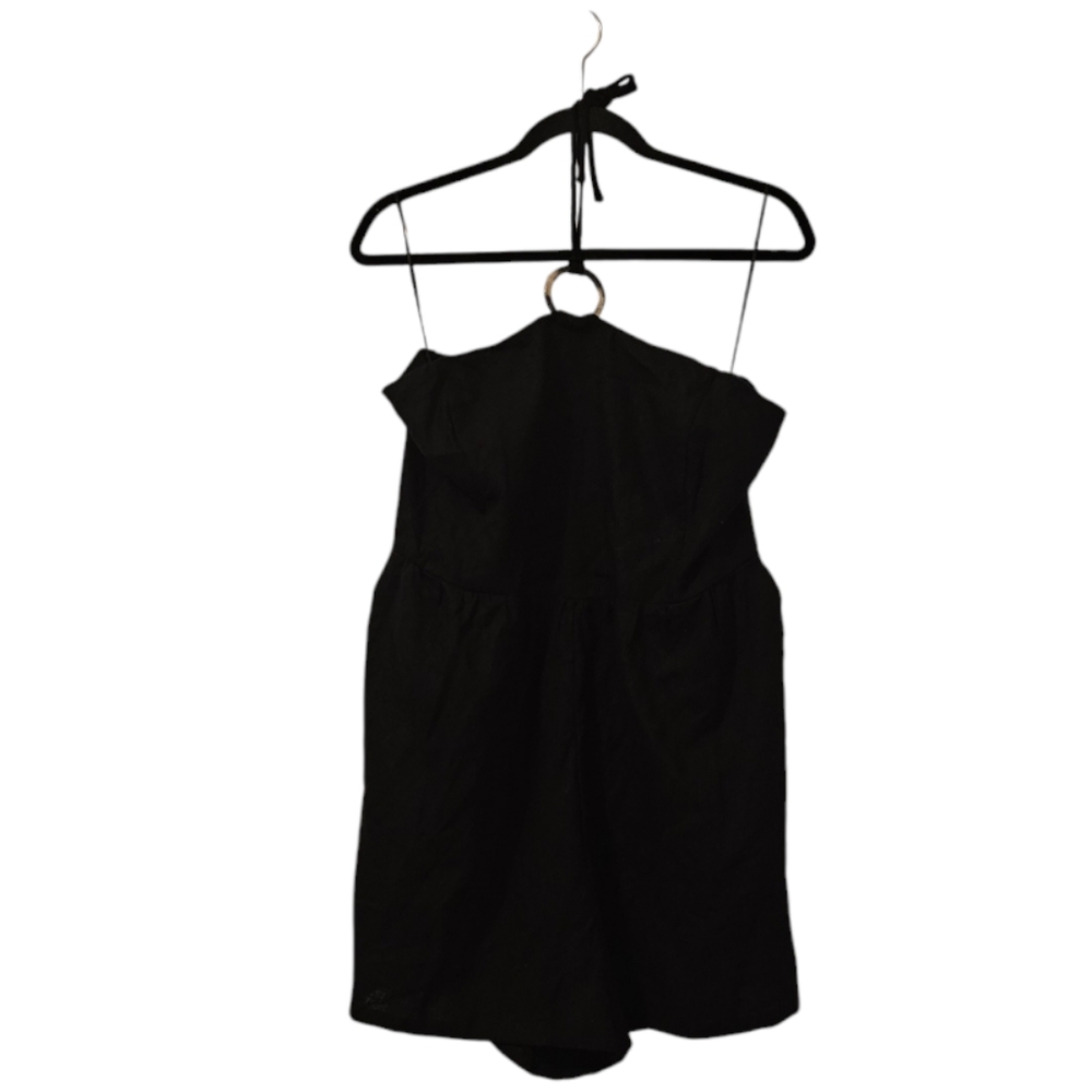 Black Old Navy Women's Linen-Blend O-Ring Halter Romper